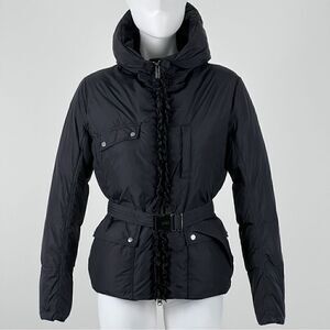 NWT ADD Italian Designer Puffer Hooded Jacket Black Size 6/M